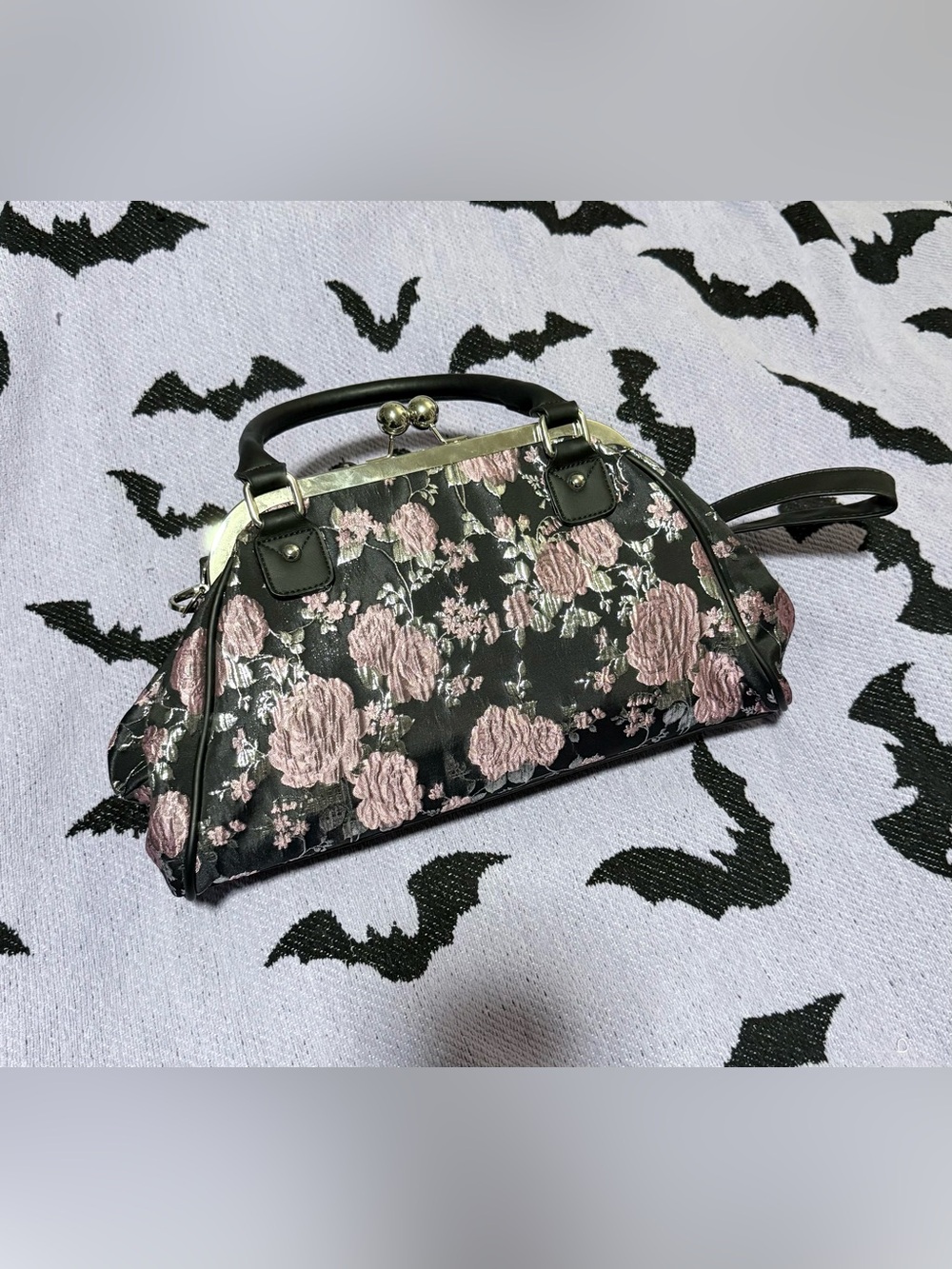 Doll’s Kill WIDOW Mauve Fanged Faerie Brocade Handbag